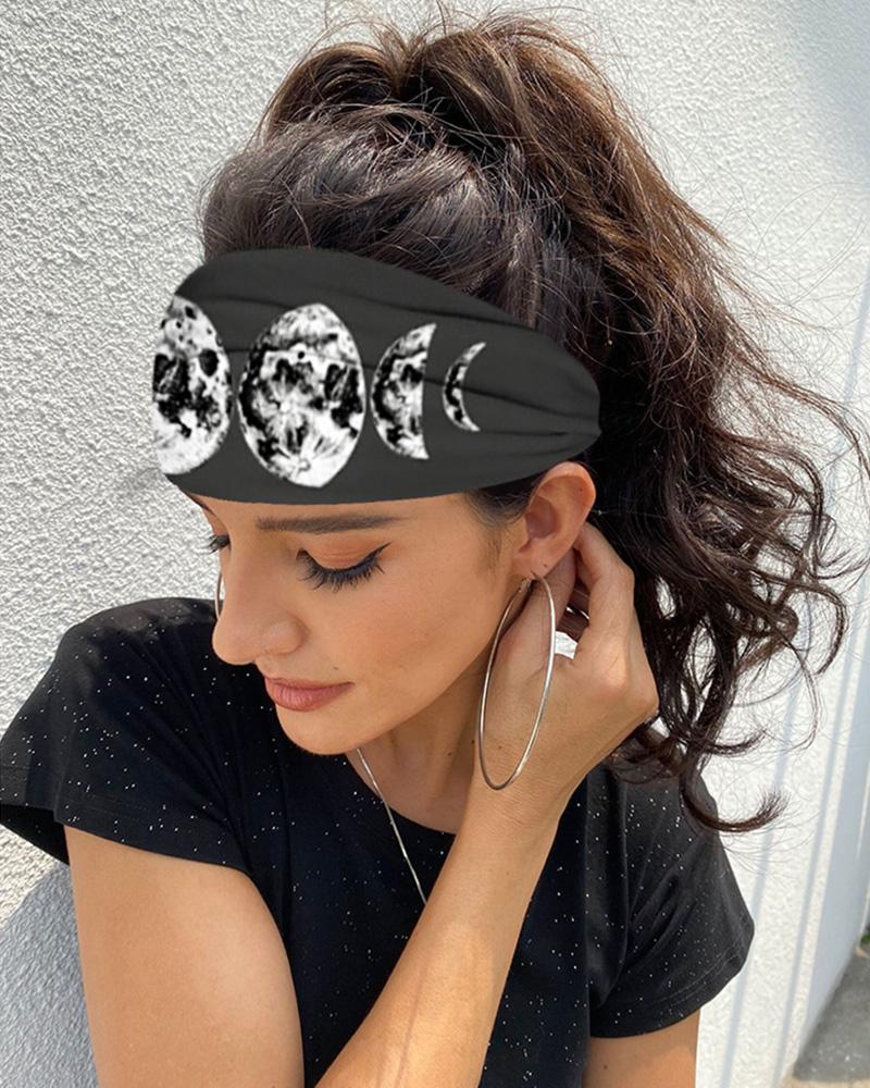 

Print Yoga Running Headwraps Hair Band, Black