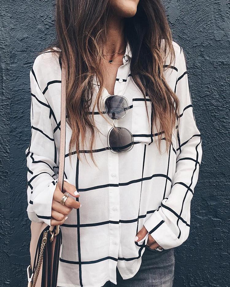 

Plaid Long Sleeve Button Through Shirt