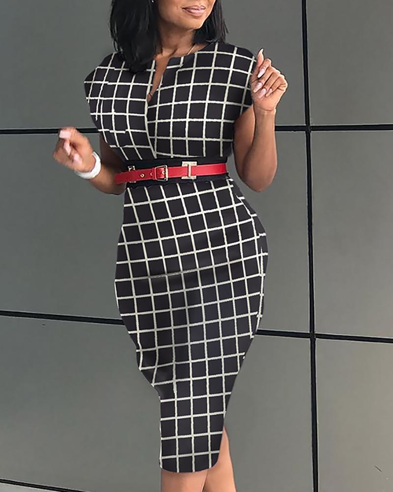 

Plaid Sleeveless Tight Waist Bodycon Dress