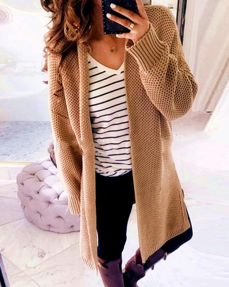 

Long Sleeve Criss-Cross Knit Cardigan, Khaki