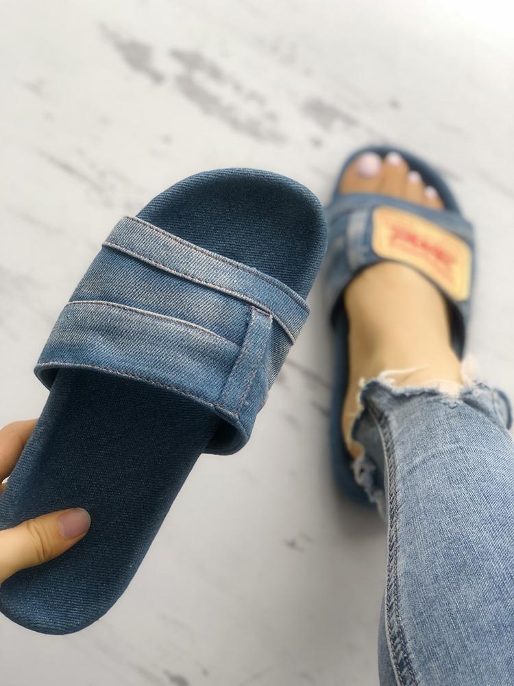 

Fashion Denim Open Toe Flat Sandals