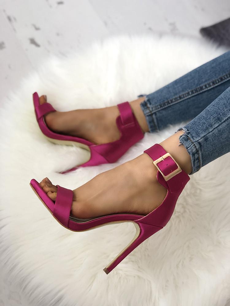 

Fashion Open Toe Cocktail Party Thin Heel Pump, Hot pink