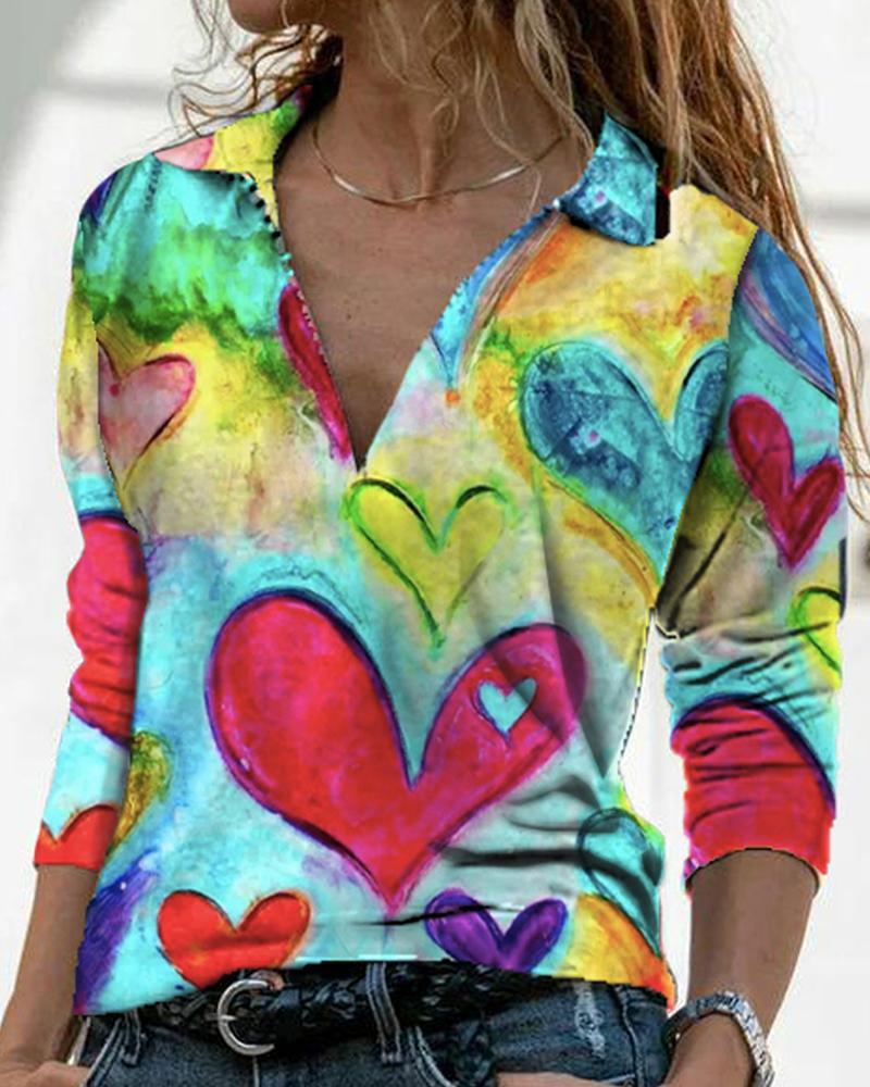 

All Over Print Long Sleeve Polo Shirt, Multicolor