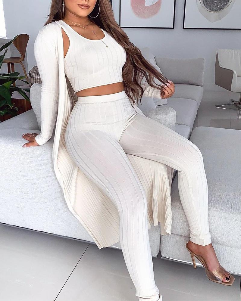 

Ribbed 3-Piece Lounge Set, White