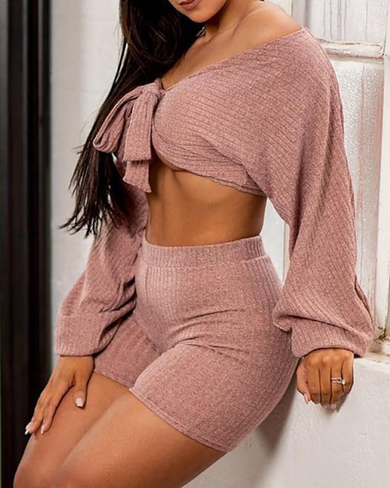 

Solid Ribbed Crop Top & Slinky Short Sets