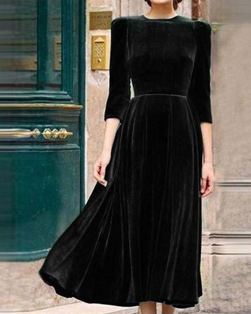 

Solid Velvet Sheath Maxi Dress, Black