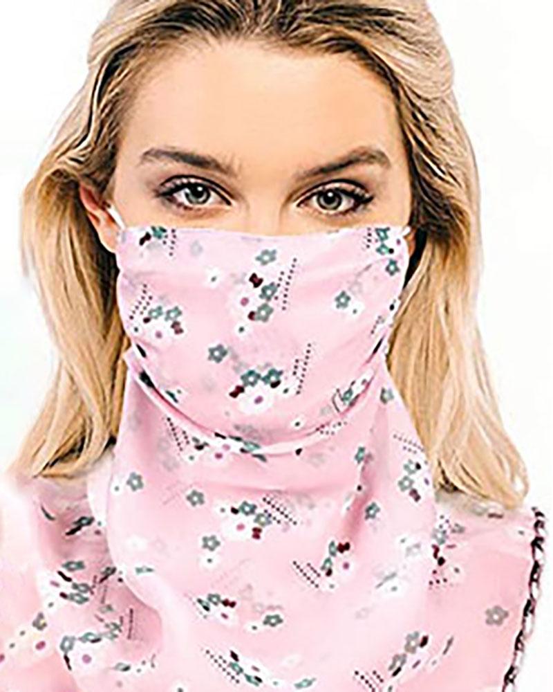 

Floral Print Sun Protection Face Covers Breathable Neck Gaiters, Pink