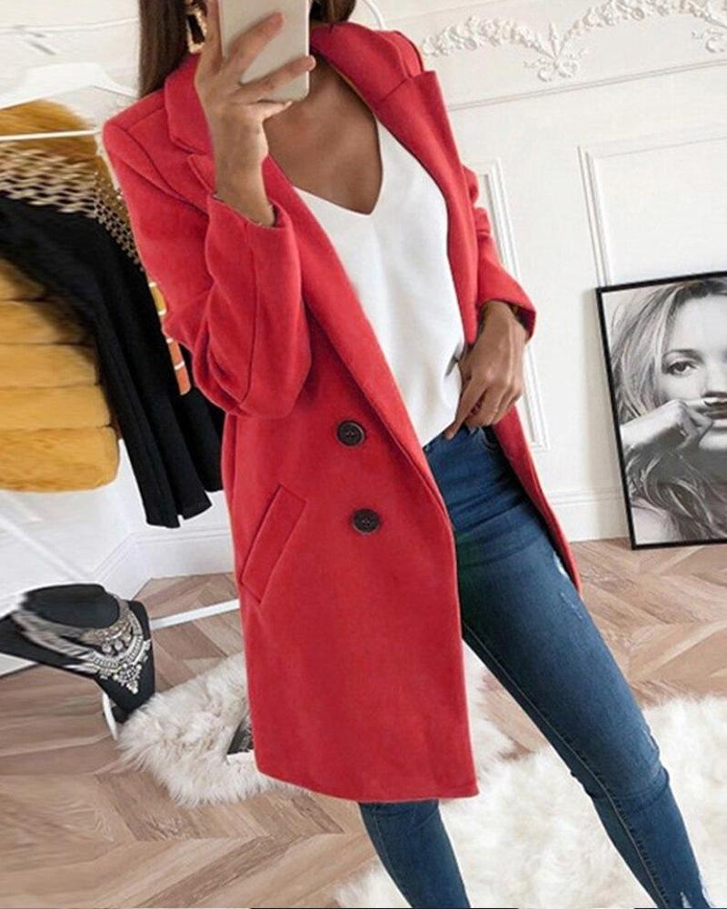 

Button Detailed Shawl Collar Coat, Red