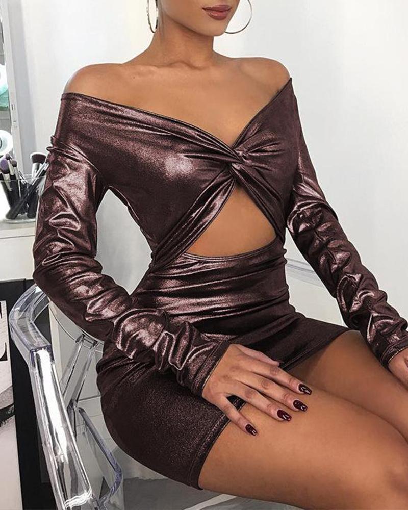 

Twist Front Cut Out Party Dress, Coffee