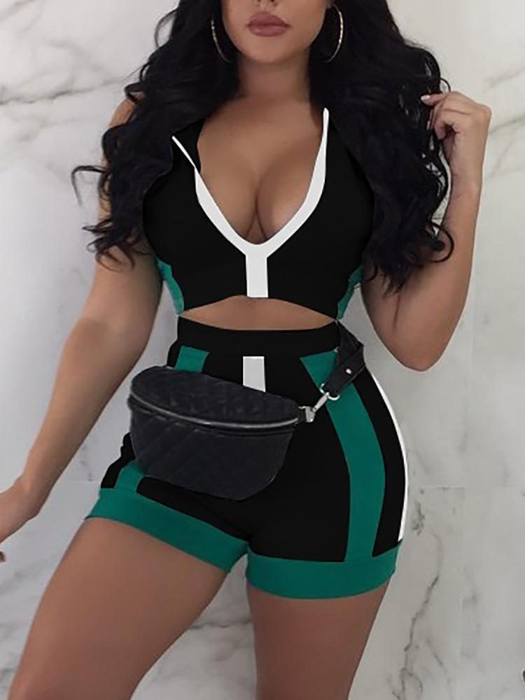 

Contrast Color Hooded Slinky Tracksuits