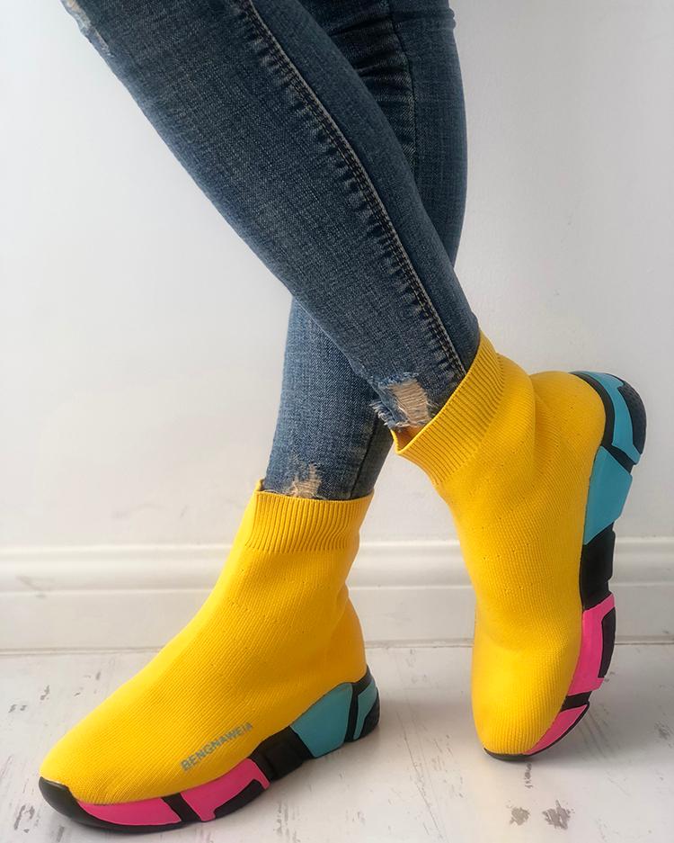 

Contrast Color Splicing Canvas Leisure Boots