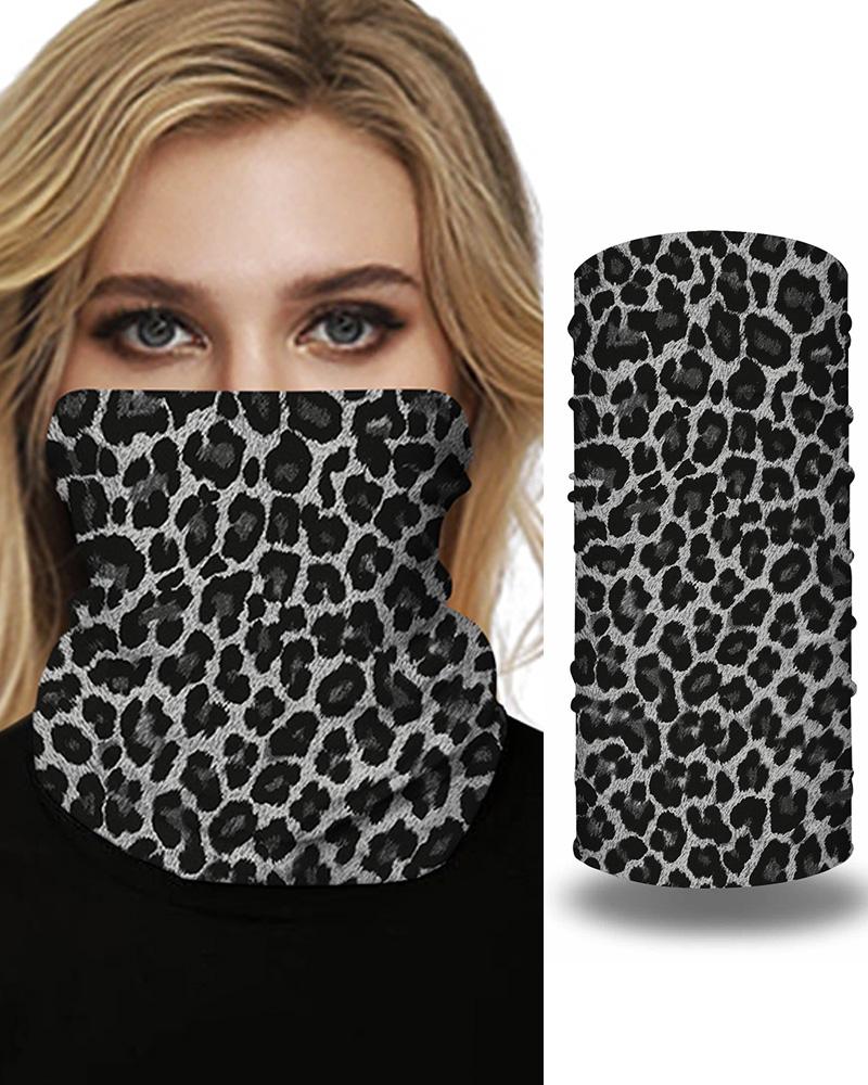 

Leopard Print Breathable Face Bandana Magic Scarf Headwrap Balaclava, Dark grey