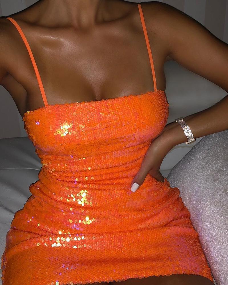 

Women Fashion Sequin Dress, Orange
