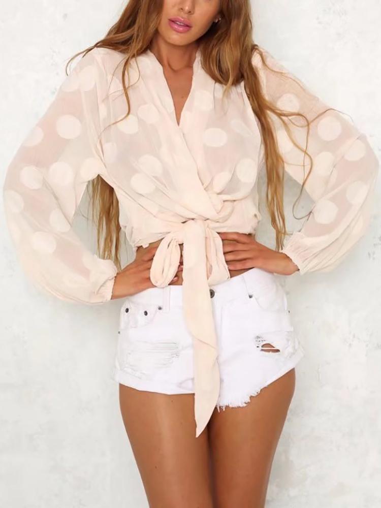 

Casual Bowtie Tied Cut Out Blouse