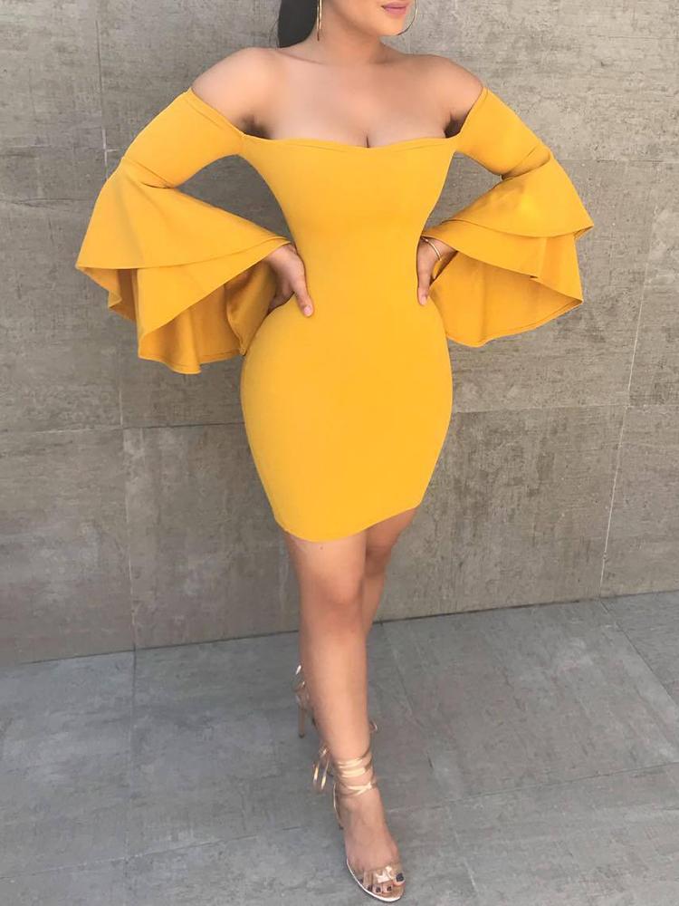 

Sexy Layered Flared Sleeve Bodycon Mini Dress, Pink