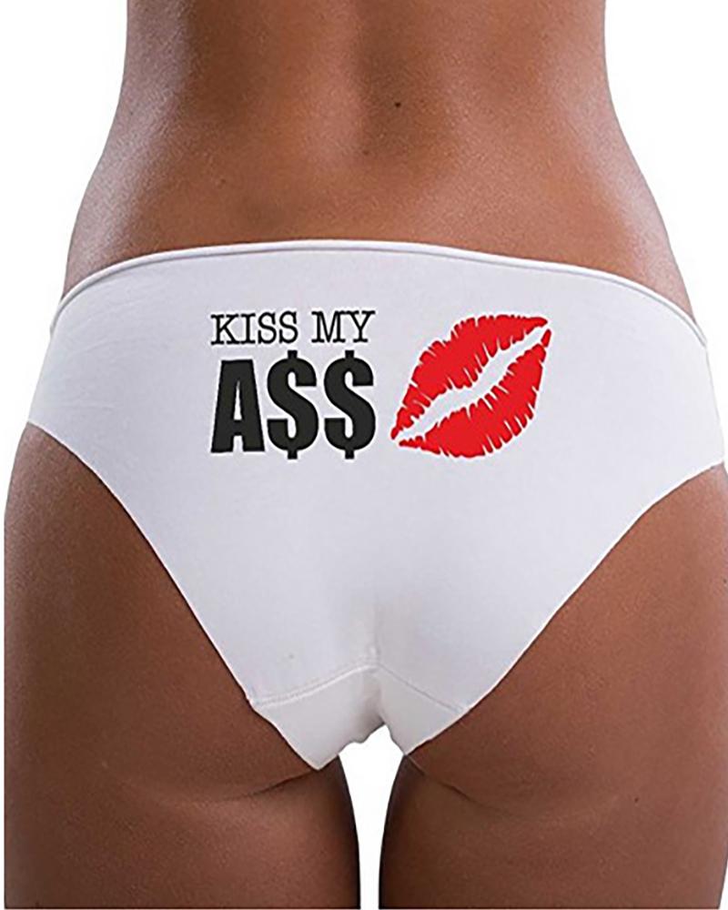 

Letter Lip Print Seamless Panty, White