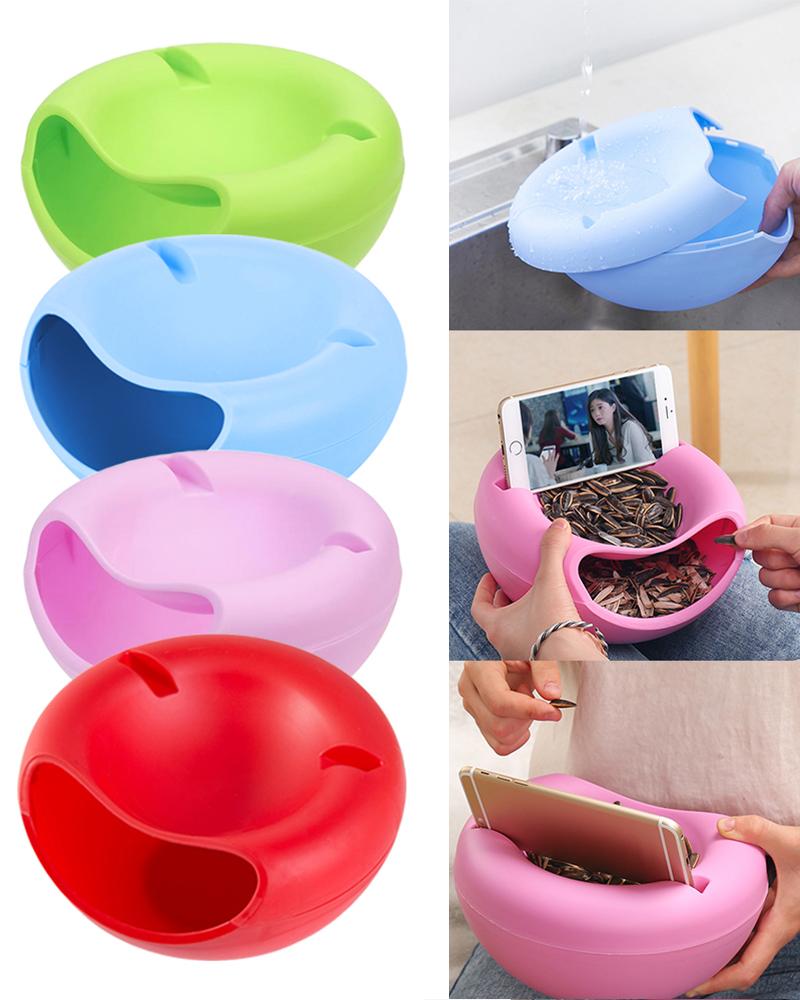 

Creative Plastic Double Layer Snack Storage Lazy Fruit Plate Bowl, White