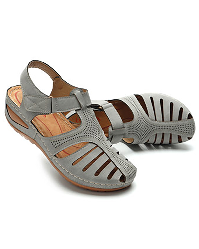 

Solid Hollow Out Slingback Sandals