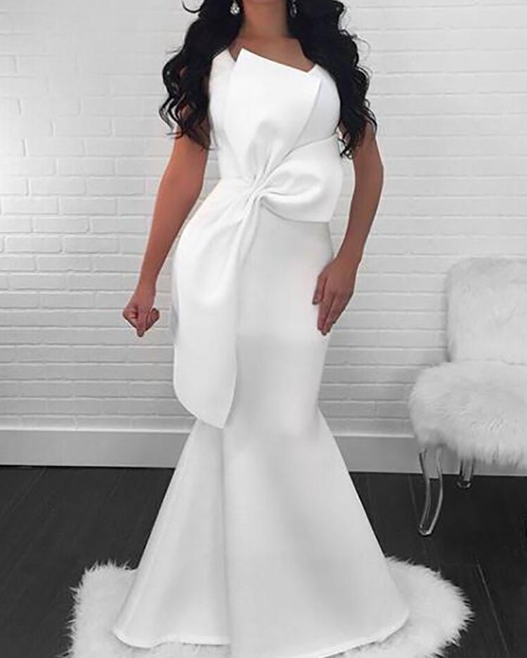 

White Sleeveless Shirring Bodycon Maxi Dress
