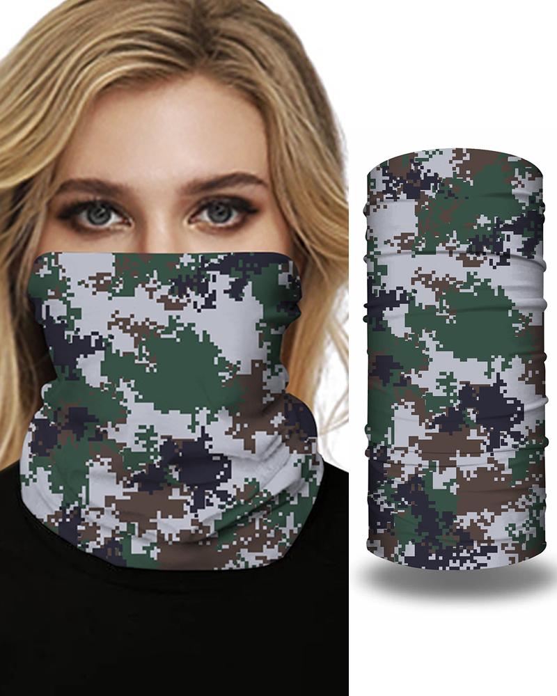 

Leopard Camouflage Print Breathable Face Bandana Magic Scarf Headwrap Balaclava, Green