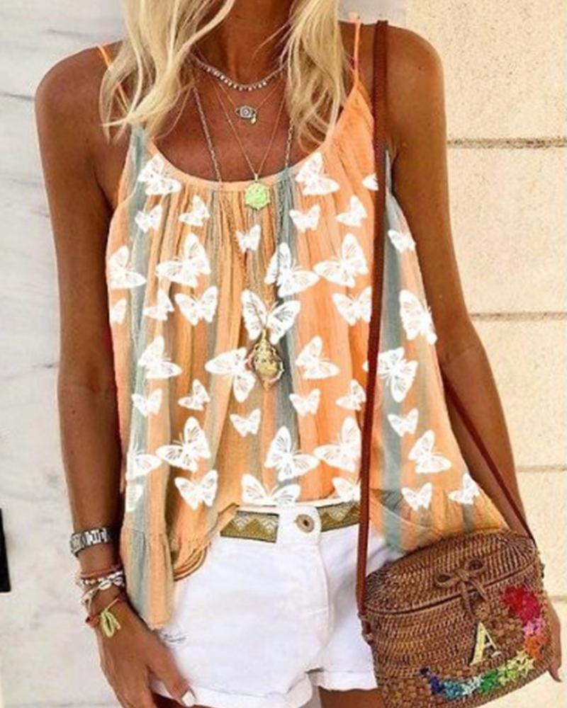 

Butterfly Print Cami Top, Yellow