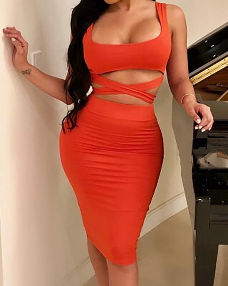 

Crisscross Crop Top & Midi Skirt Set