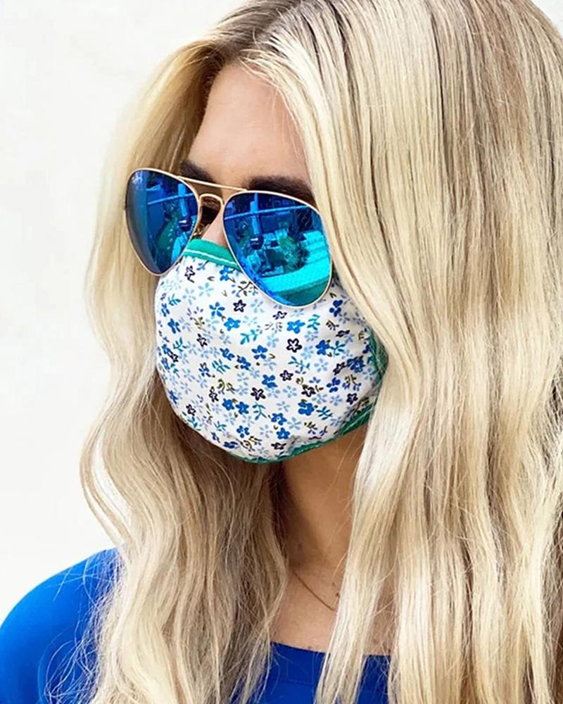 

Floral Butterfly Print Breathable Mouth Mask Washable And Reusable, Blue