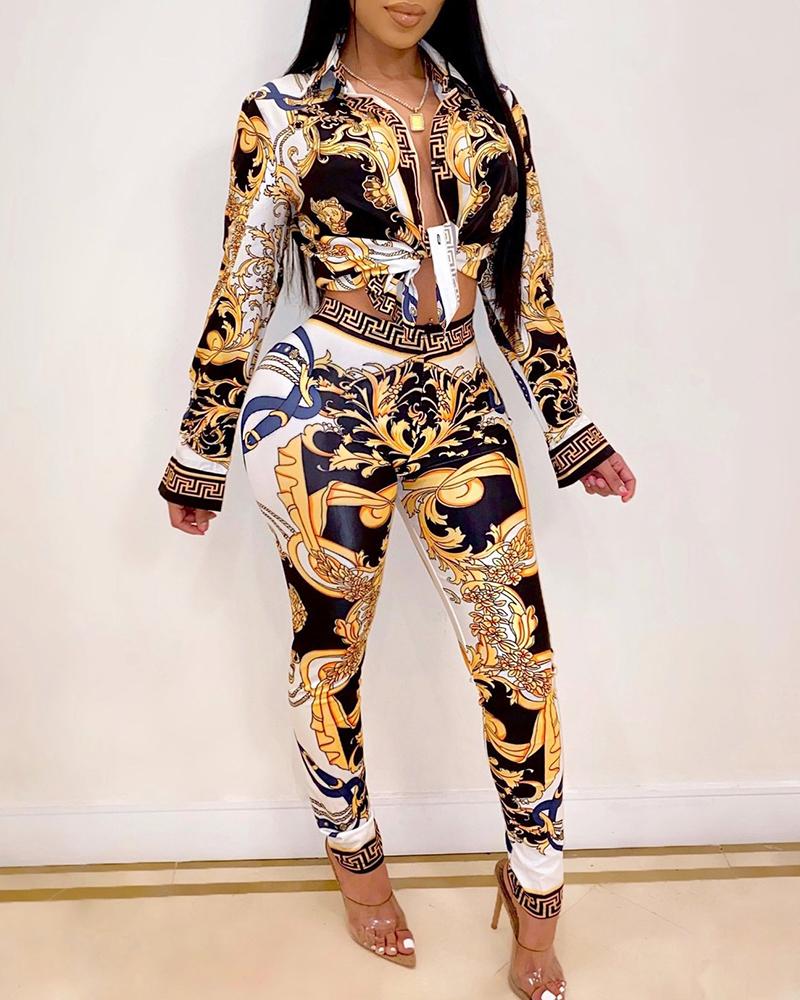 

Paisley Print Tied Top & Pant Sets, Yellow