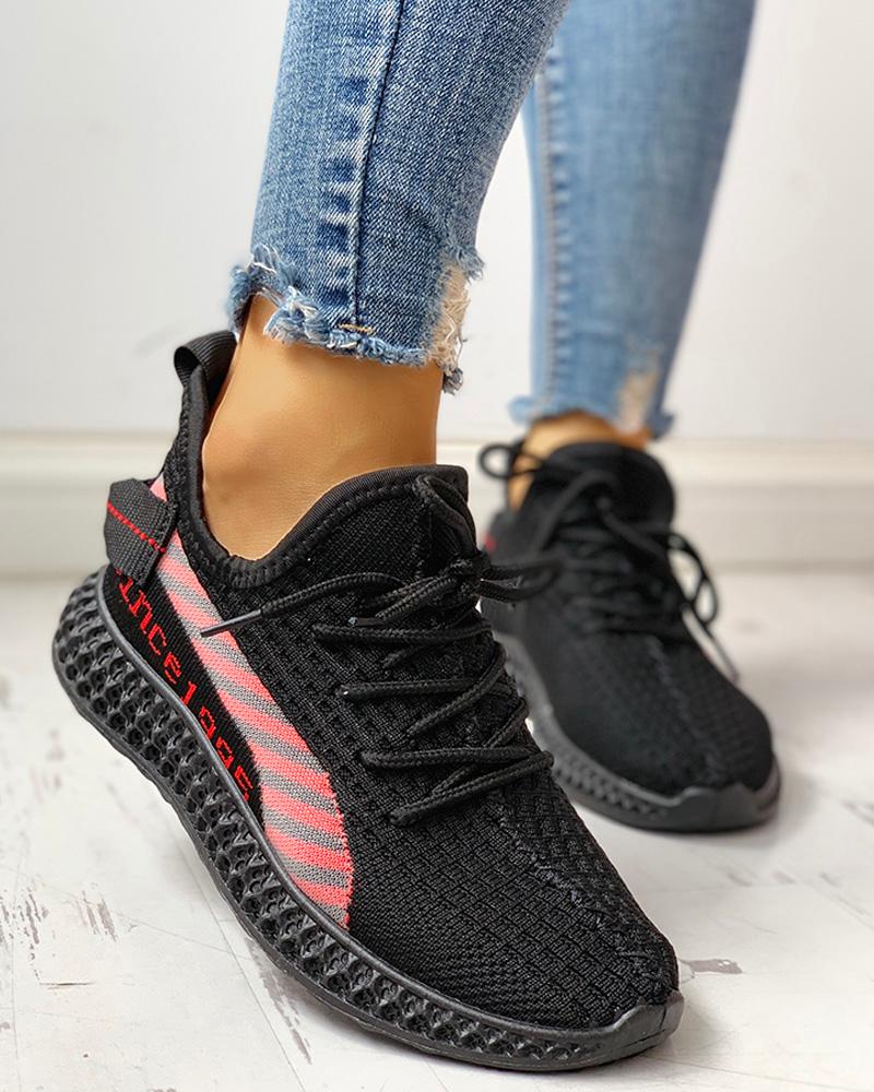 

Lace-Up Breathable Casual Sneakers, Black