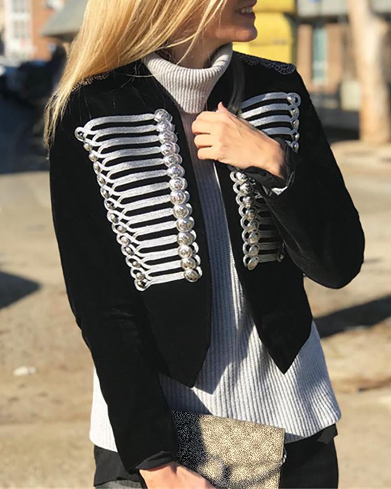 

Buttoneed Design Open Front Long Sleeve Blazer, Black