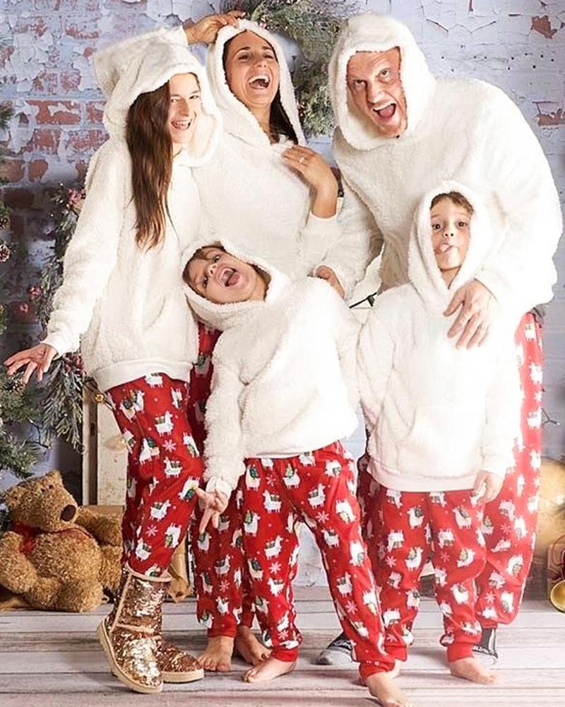

Christmas Hooded Long Sleeve Pajama Set For Dad, White