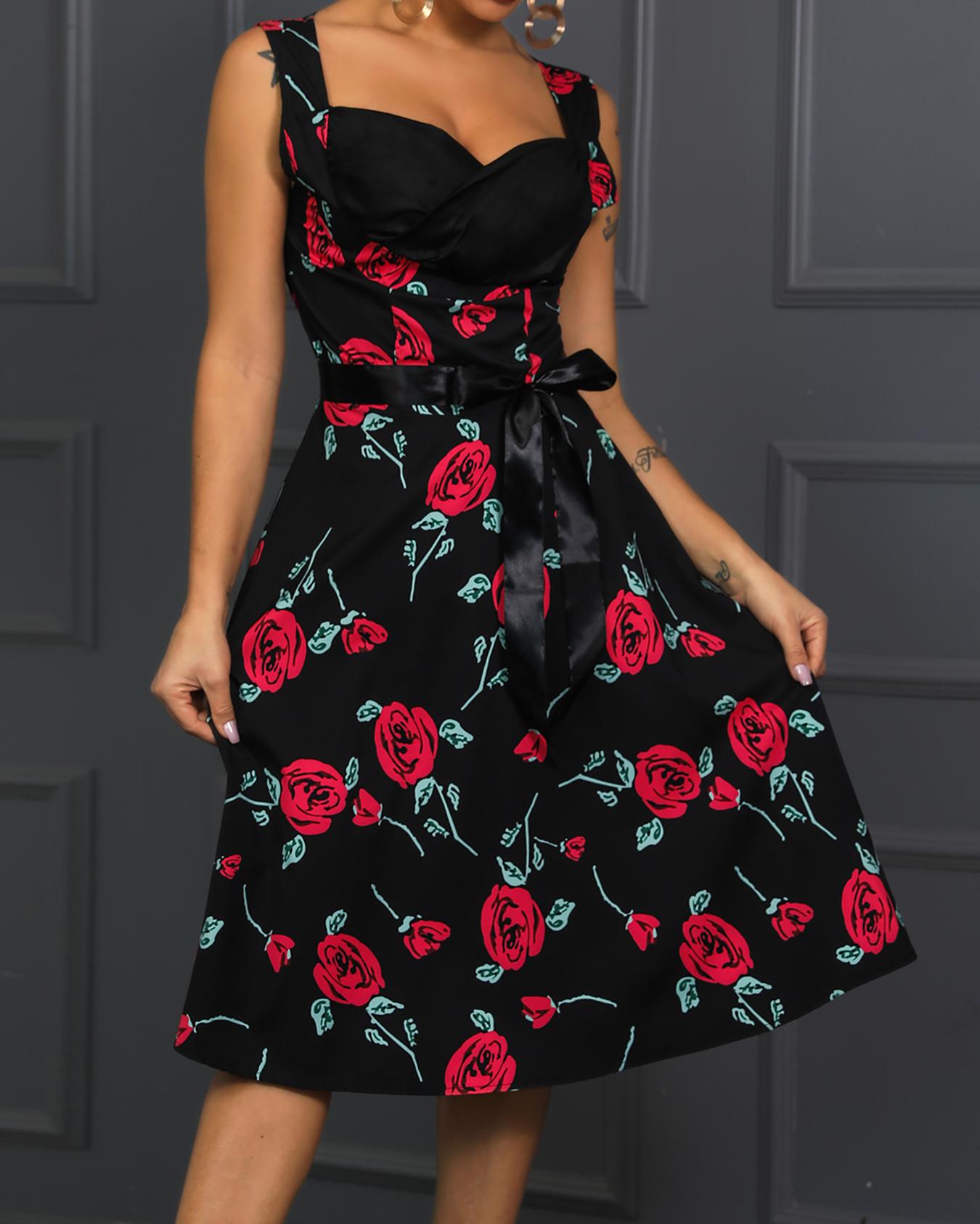 

Floral Print Ruched Design Midi Dress