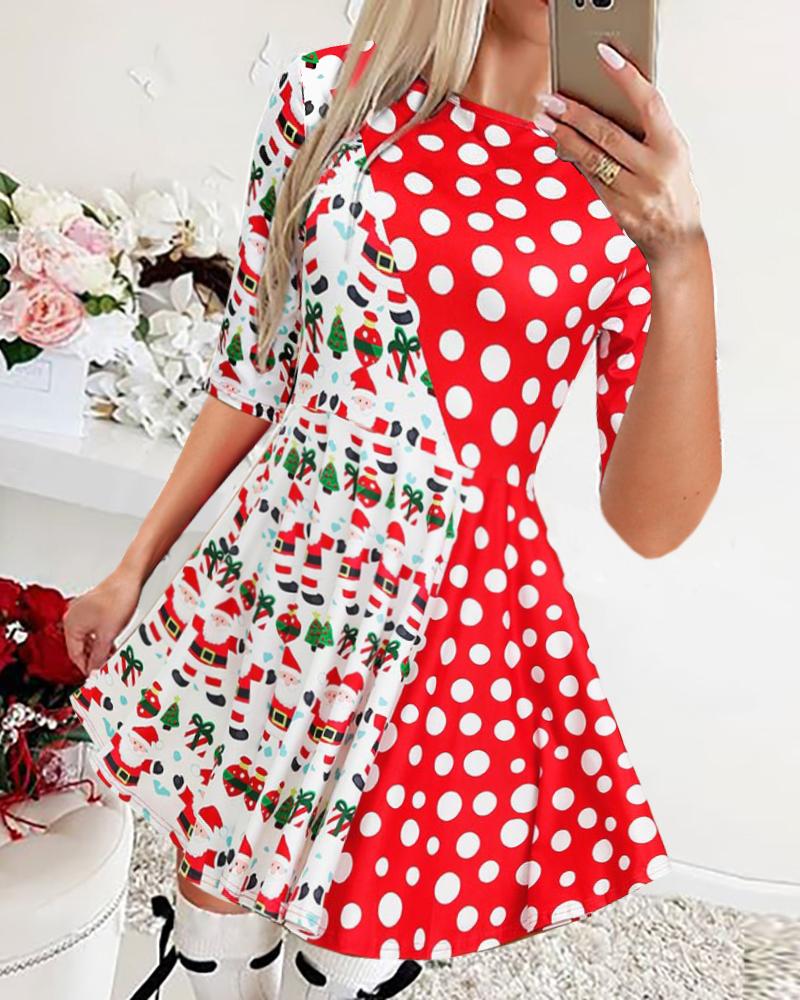 

Christmas Polkadot Print Dress, Red