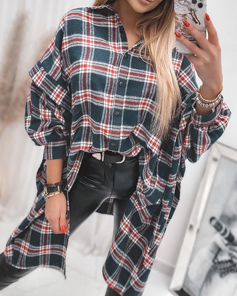 

Plaid Button Front Casual Shirt, Blue
