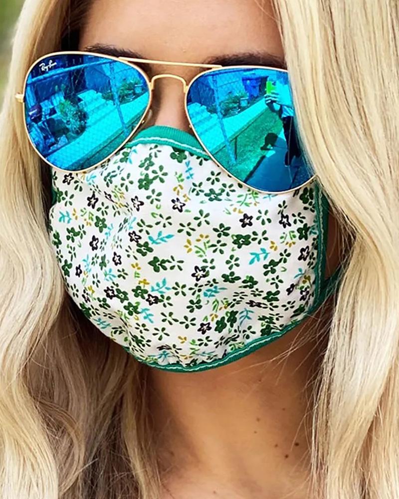 

Floral Butterfly Print Breathable Mouth Mask Washable And Reusable, Green