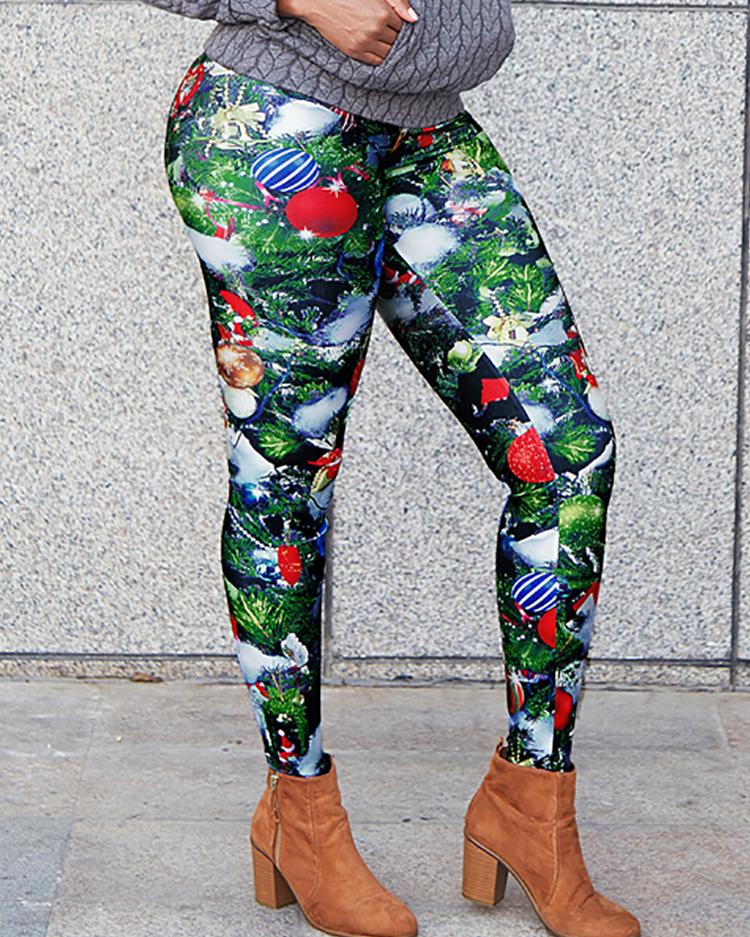

Women Trendy Christmas Tree Print Legging, Multicolor
