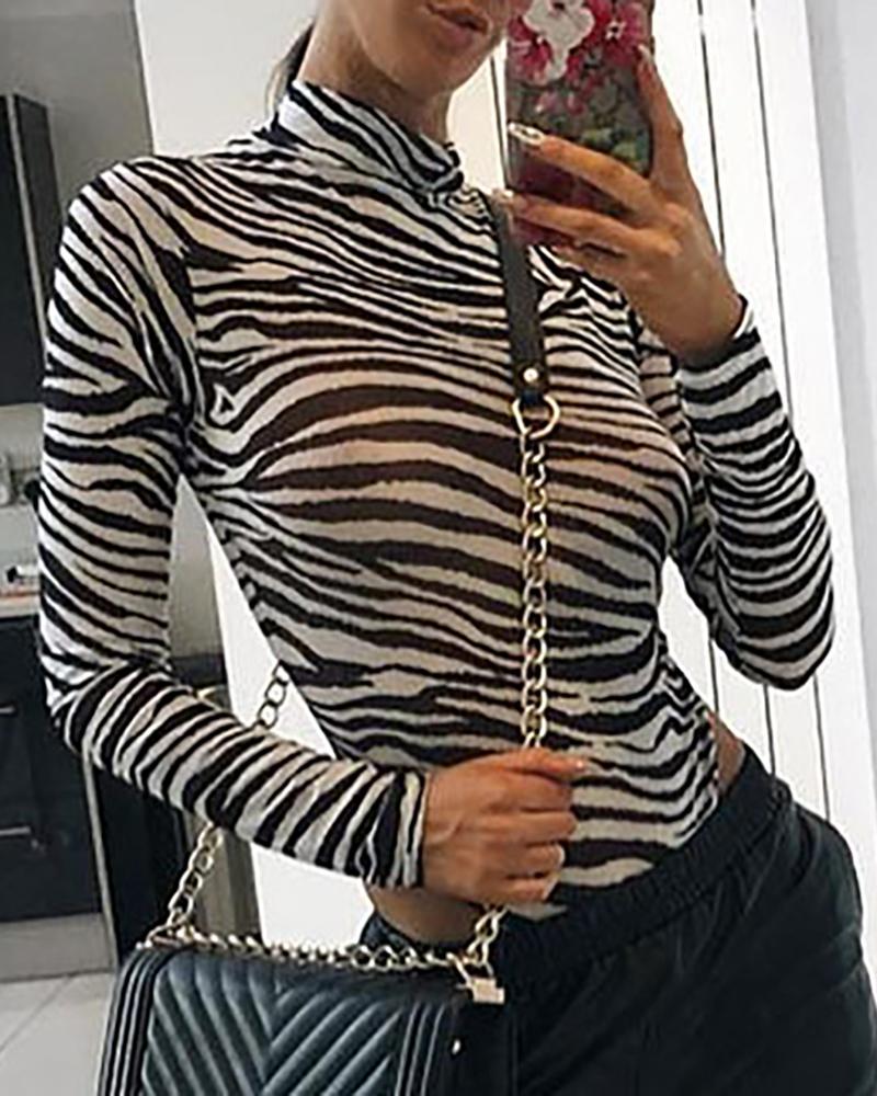 

Zebra Print Long Sleeve Bodysuit