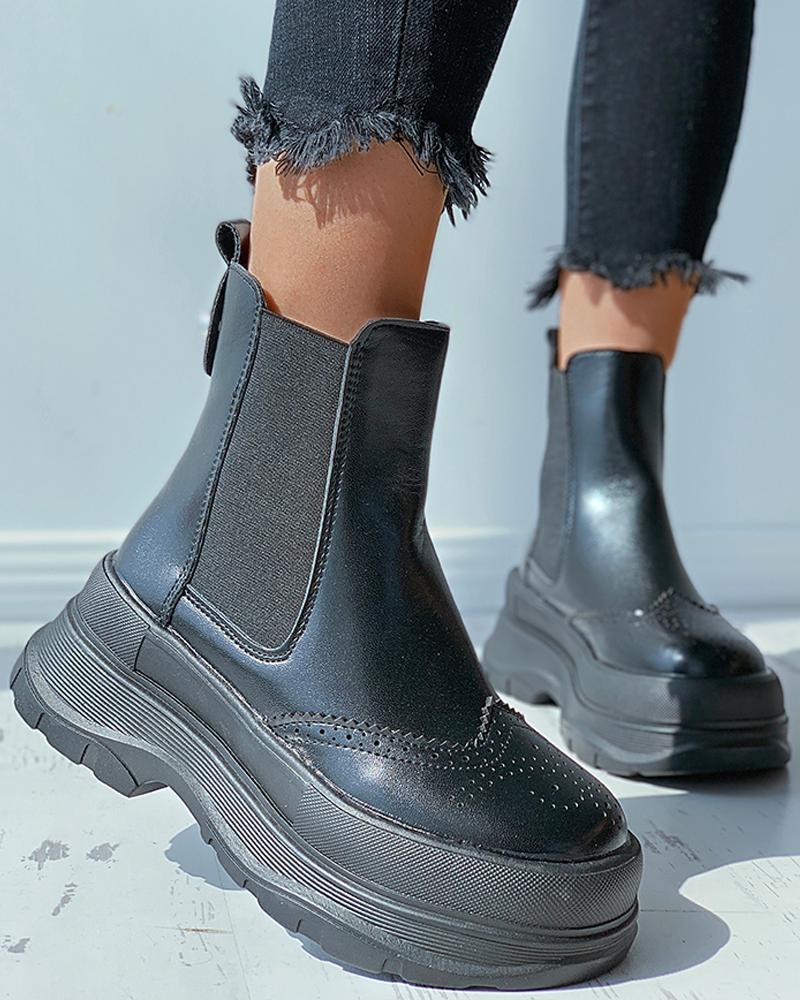 

Brogue Wingtip Detail Combat Boots, Black