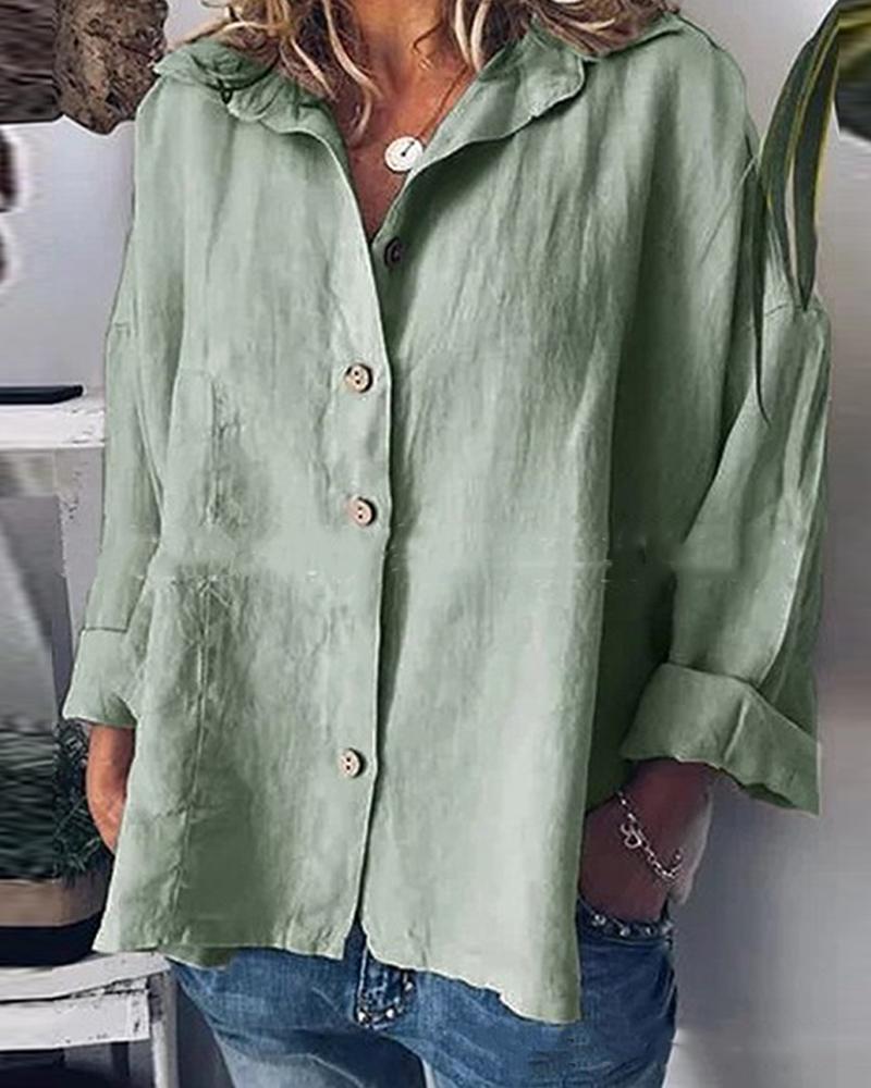 

Long Sleeve Solid Batwing Sleeve Blouse, Green