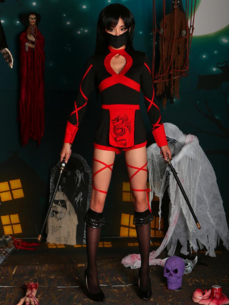 

Deluxe Women Adult Dragon Ninja Halloween Costume Set, Black
