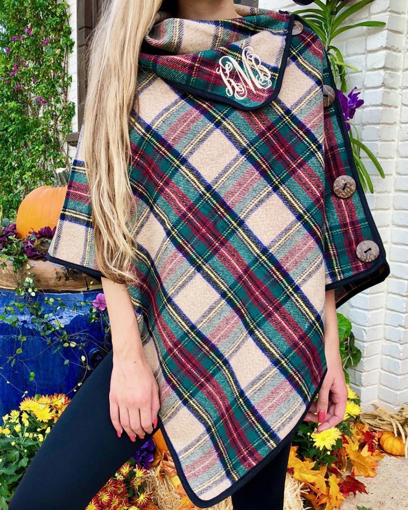 

Christmas Plaid Print Chic Cape, Multicolor
