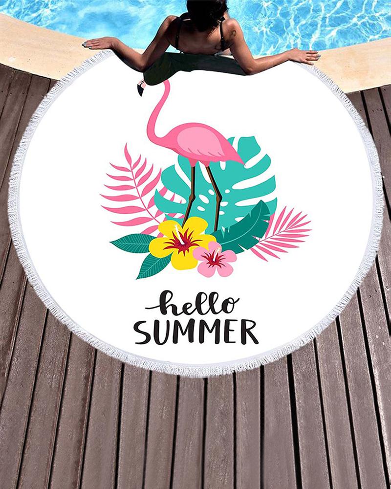 

Flamingo Print Tassel Pool Beach Towel Blanket(150CM*150CM, Green