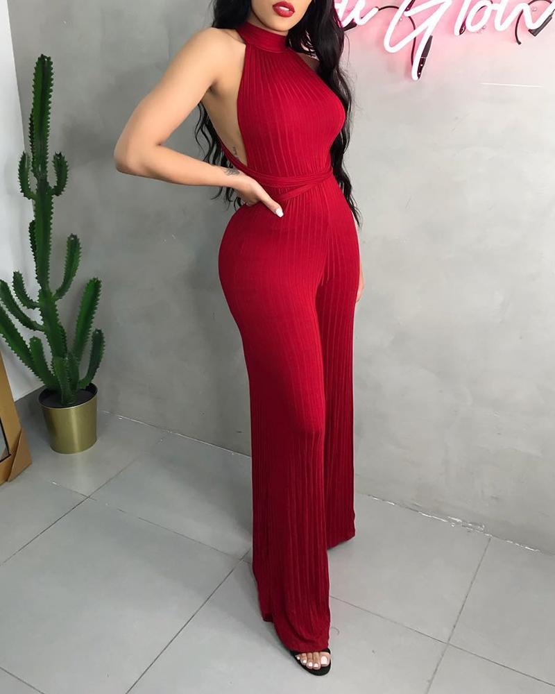 

Halter Crisscross Bandage Design Jumpsuit