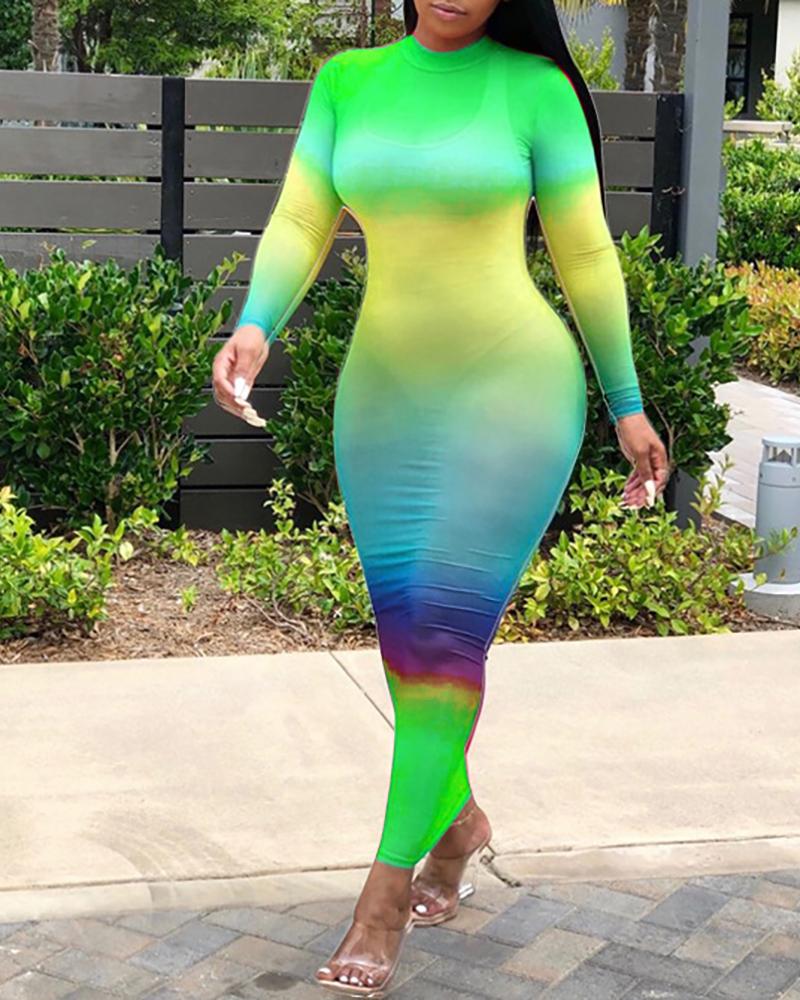 

See Thorough Gradient Color Fitting Dress, Green