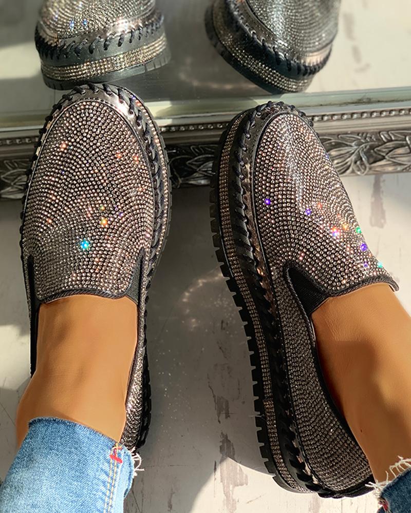 

Glitter Studded Casual Loafer, Black