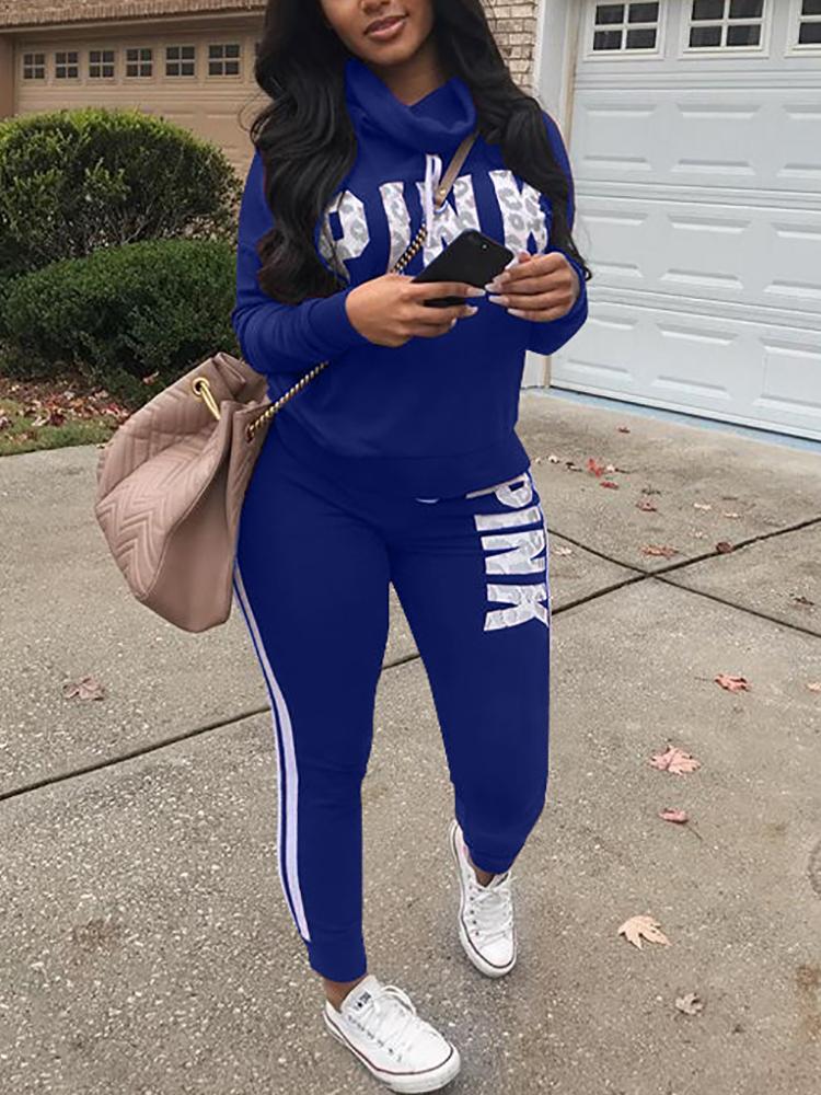 

Plus Size Letter Print Casual Sweatshirt Sets