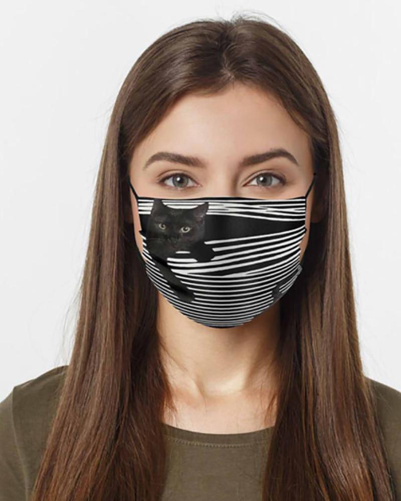 

Black Cat Print Breathable Face Mask