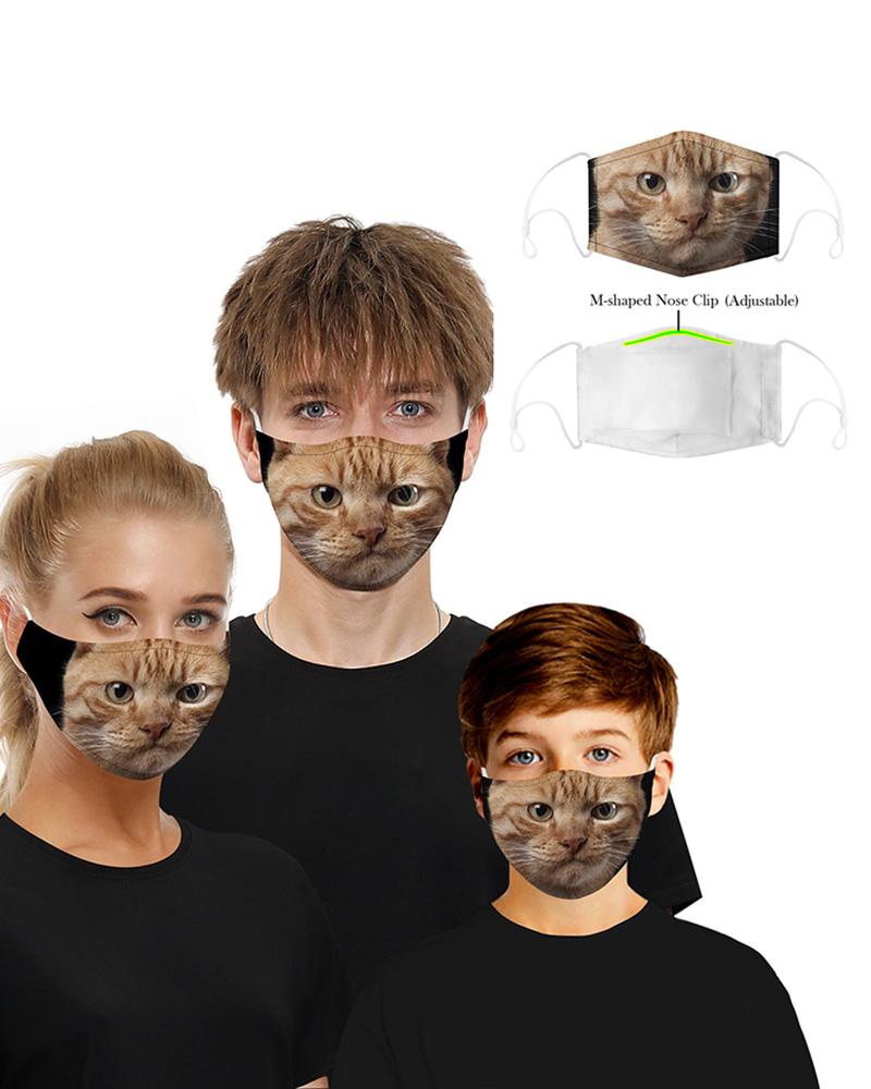 

Face Print Breathable Mouth M .a. s. k Washable And Reusable, Brown