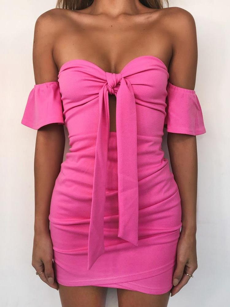 

Bowknot Strapless Bodycon Dress