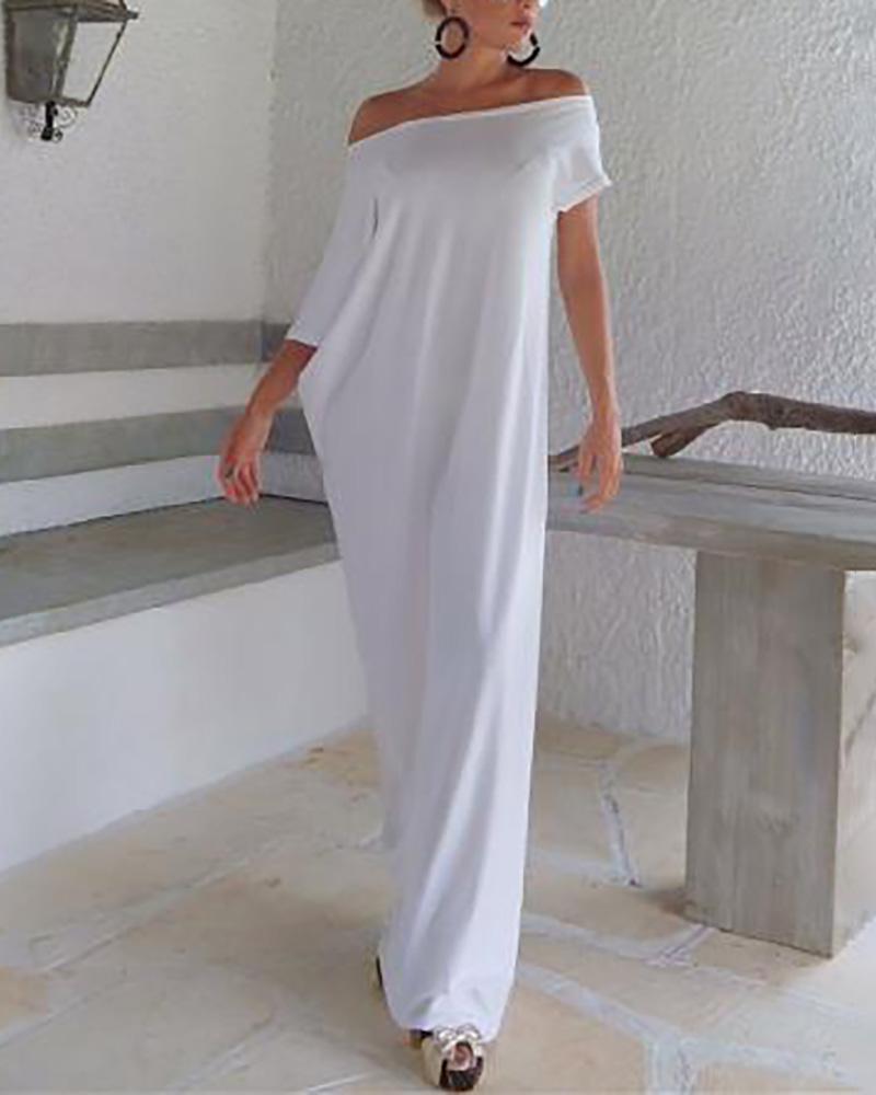 

Skew Neck Casual Irregular Dress